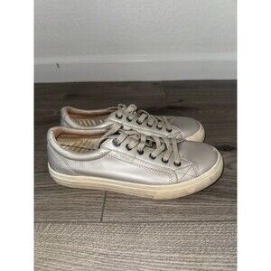 Taos Plim Soul Lux Sneakers Womens Size 8.5 Silver Leather Lace Up Comfort Shoes